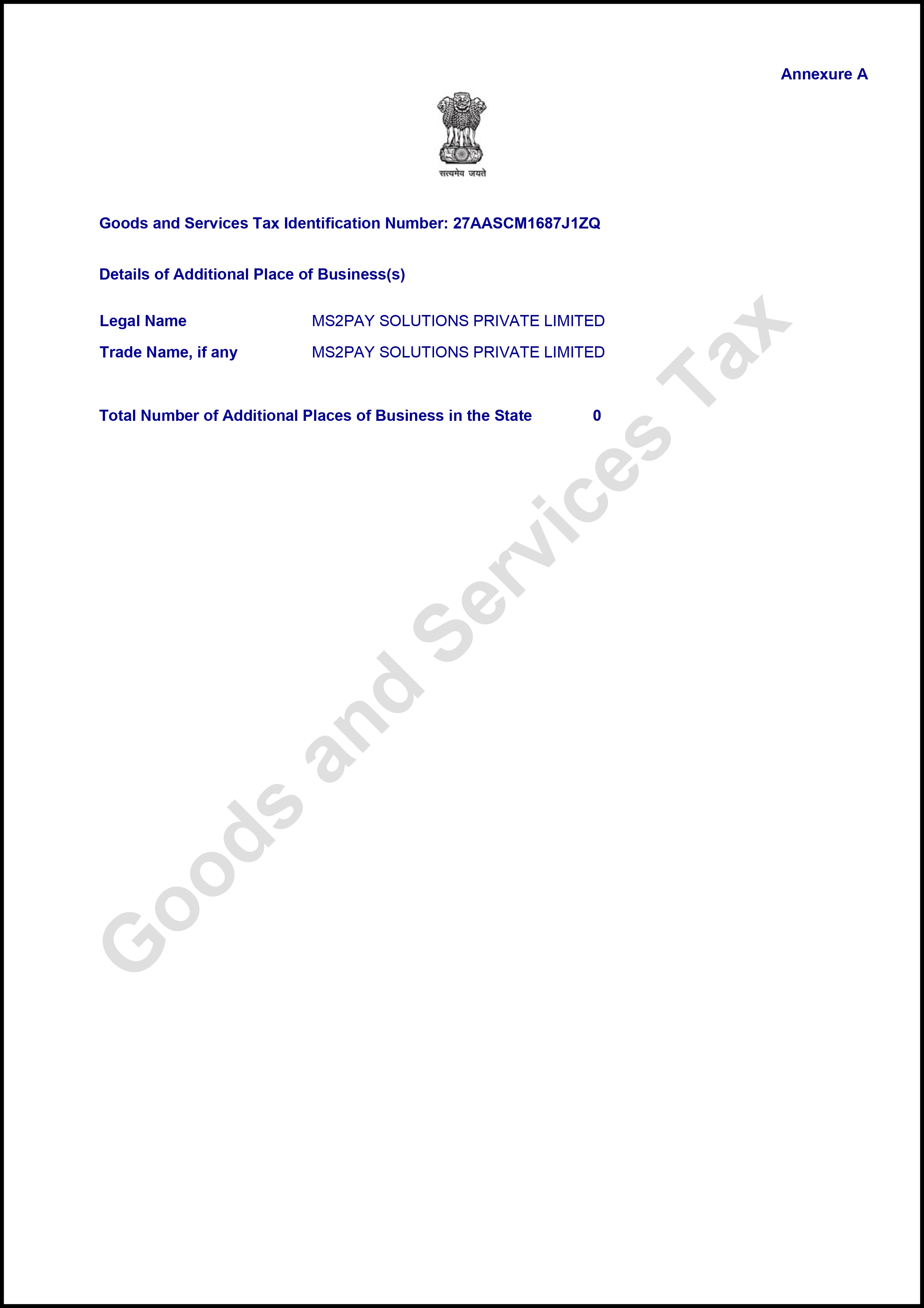 GST Certificate — Page 2